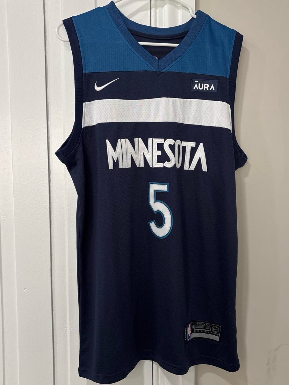 NBA Minnesota Navy and Blue #5 Basketball Jersey